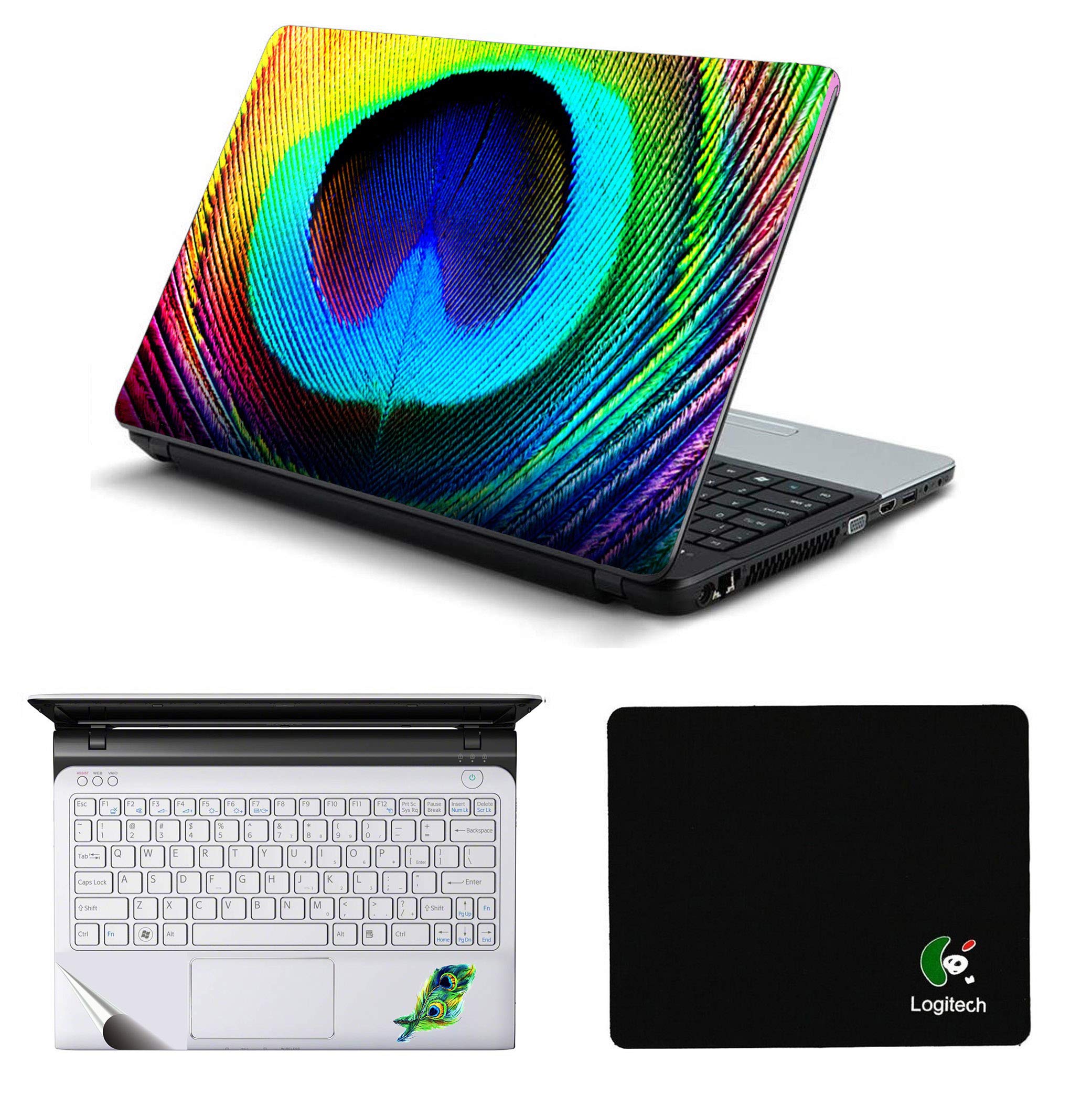 Namo Arts Laptop Accessories Combo 15.6 inch Peacock Feather Laptop Skins Stickers, Mouse Pad and Palmrest Skins for HP-Dell-Lenovo-Acer-Asus Laptops || Notebooks (B07MFHJDR9) Amazon Price History, Amazon Price Tracker