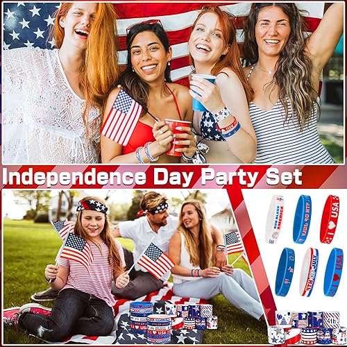 Miniatura 6 de JUNEBRUSHS Pulseras de goma surtidas para niños, bandas de silicona a presión a granel para niños y niñas regalos