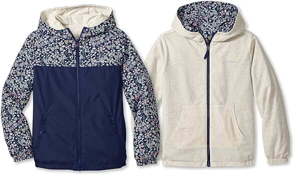 Eddie Bauer Kids Kids Cirruslite Down Hooded Jacket - Print Eddie Bauer ユースキッズハイパイルプラッシュフード付きフルジップジャケット