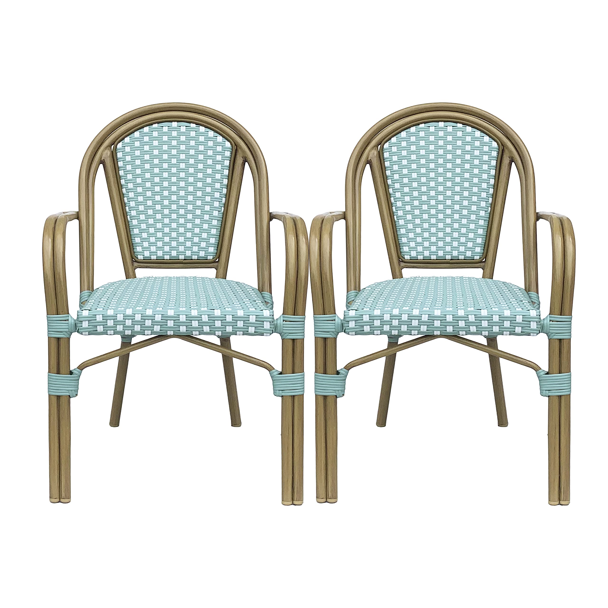 Christopher Knight Home Brianna Bistro Chairs, Briann,Light Teal + White + Wood Print