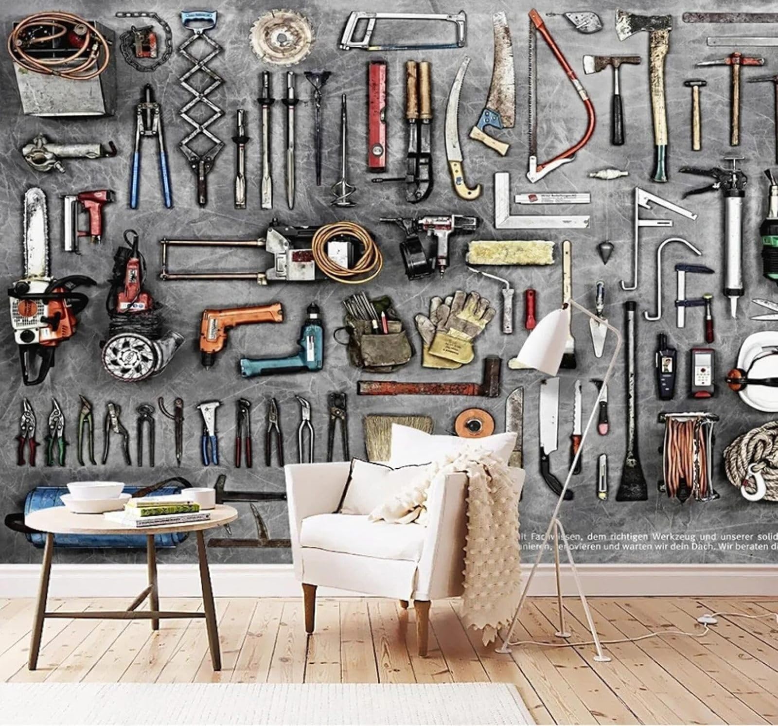 XLMING Retro Nostalgic Shop Tools Personalised 3D Wallpaper Luxury Silk Study Dining Feature Sofa Grey Bedroom Living Room Tv Decorative Wall-400cm×280cm