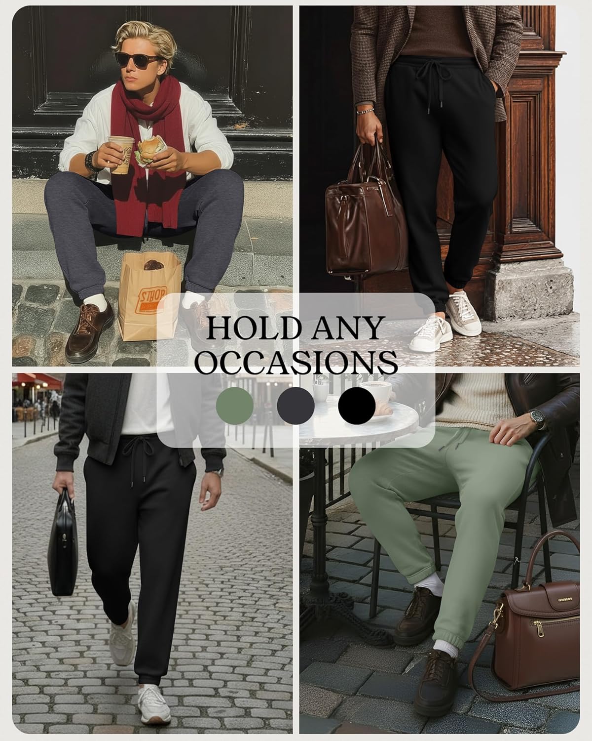 Velvelhall 3 Pack Men's Big and Tall Joggers Lounge Sweatpants Athletic Gym Pants with Pockets Workout Drawstring Jogger Pant - Image 3