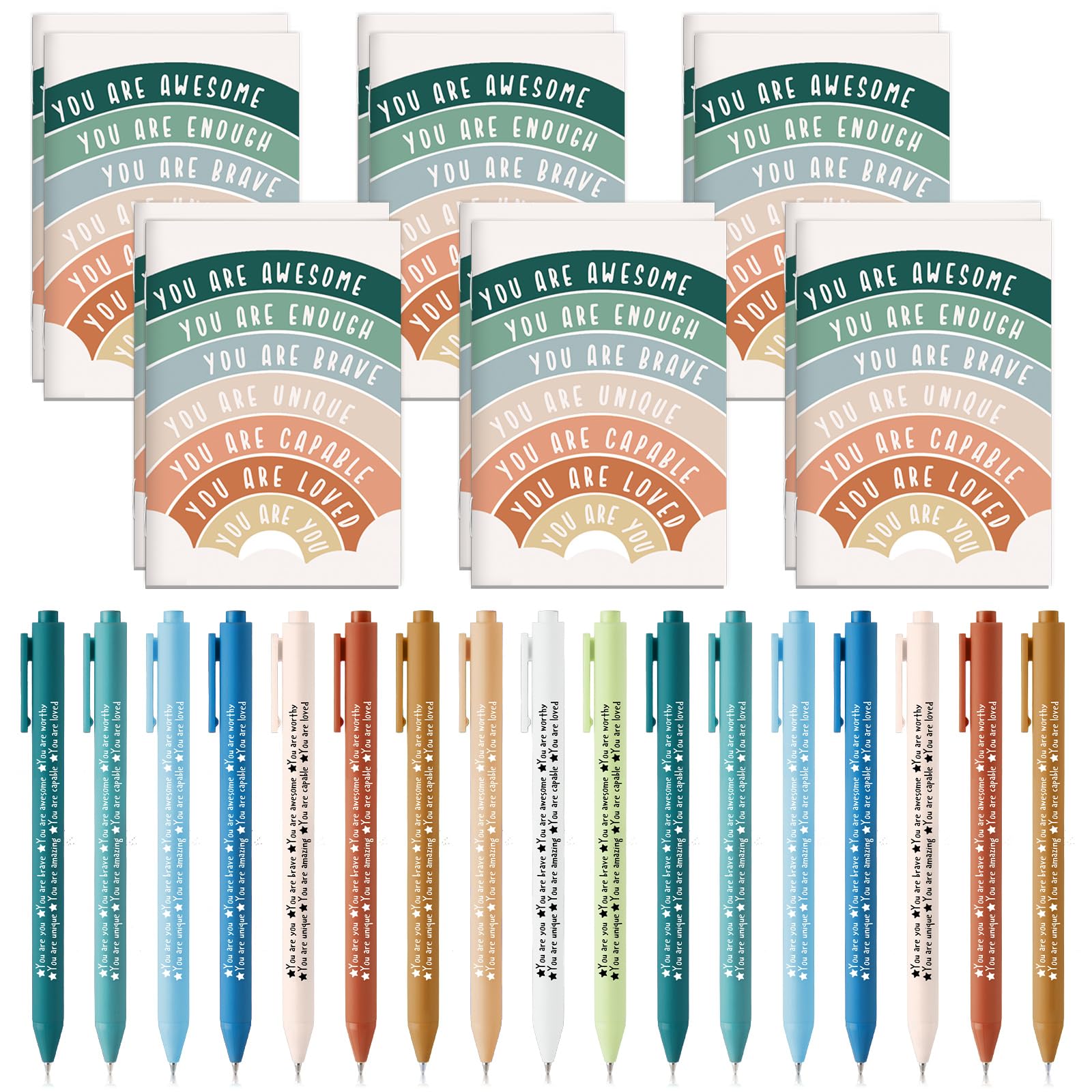 Janlaugh Bulk Journal Mental Health Awareness Notepad Pen for Teacher Back to School Gift Employee Women Men Motivational Gift Positive Wellness