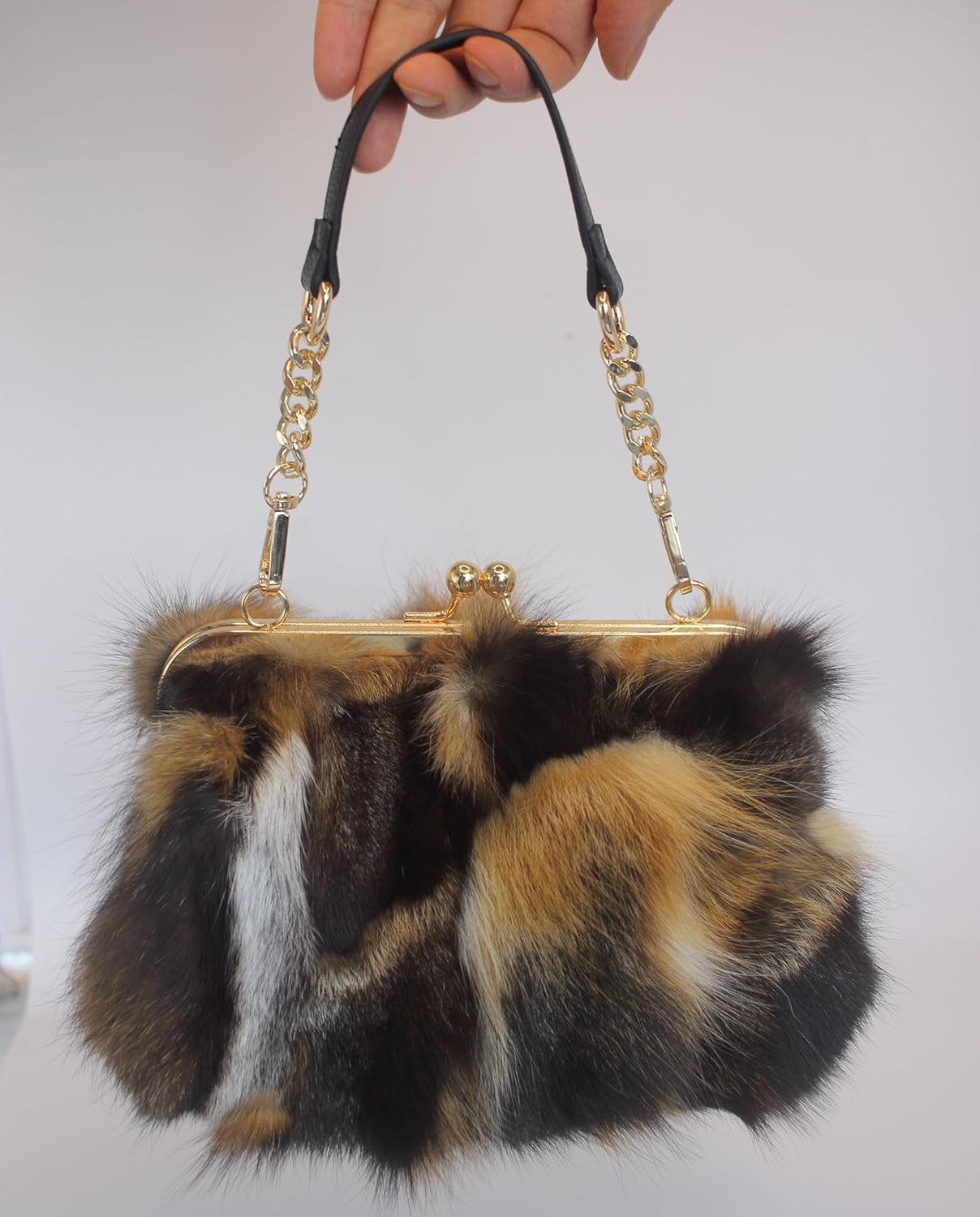 Luxurious Fashion Natural Fox Fur with Hair Handbag for Women and Ladies - Image 2