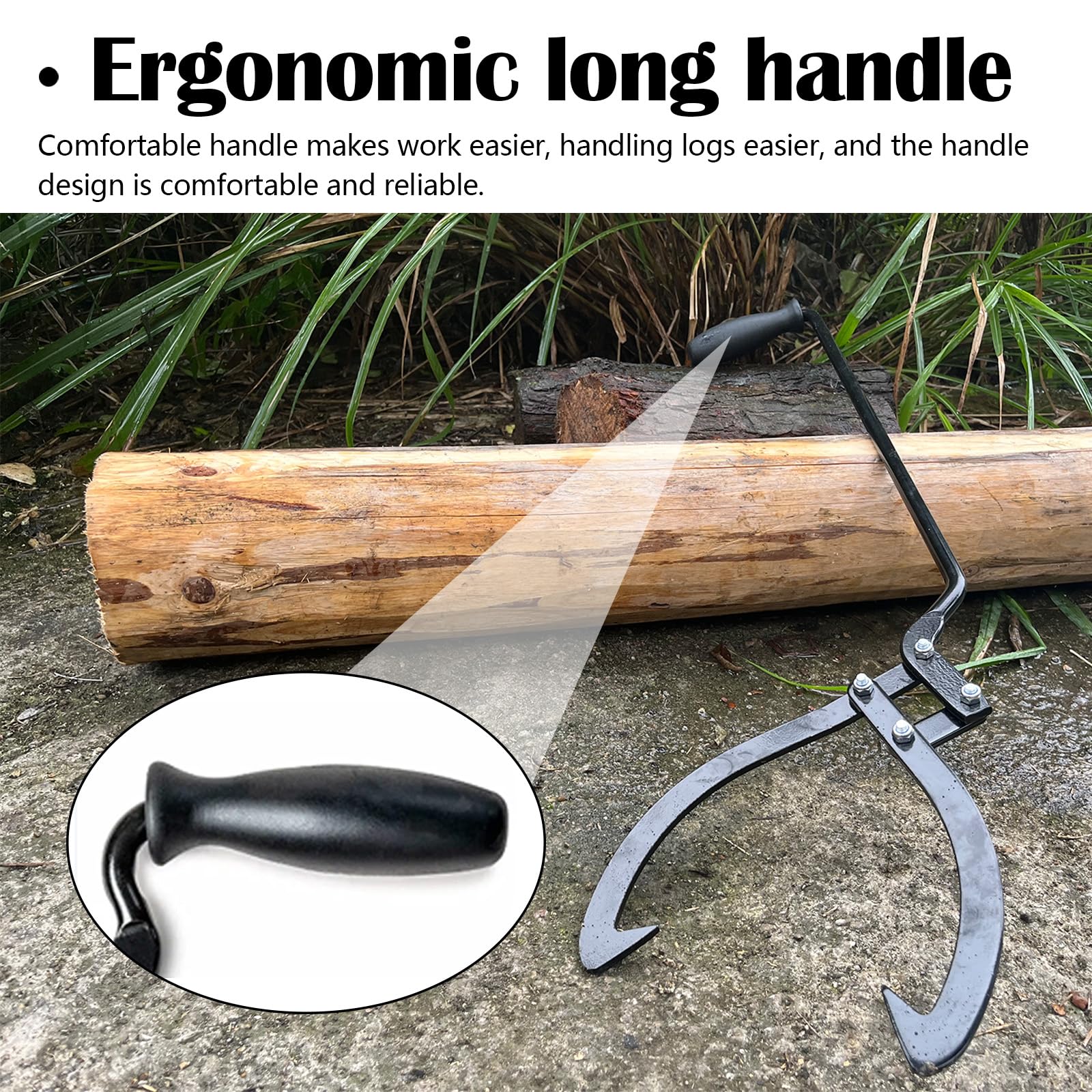 Forst Holzzange, 10 Zoll Holzgreifer Forstzange Vorlieferzange Lang Handpackzange Packzange für Holz Zange Holzgreifer Schleppzange Langer Griff 90° Hilfswerkzeug zum Heben Kleinere Baumstämme