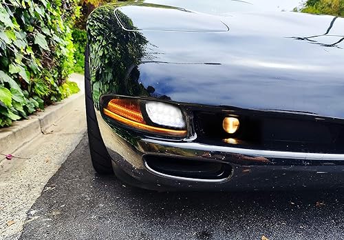 Miniatura 3 de iJDMTOY Lente ahumada LED DRLláser secuencial frontal luz intermitente compatible con Chevrolet Corvette C5 1997-2004, xenón blanco LED