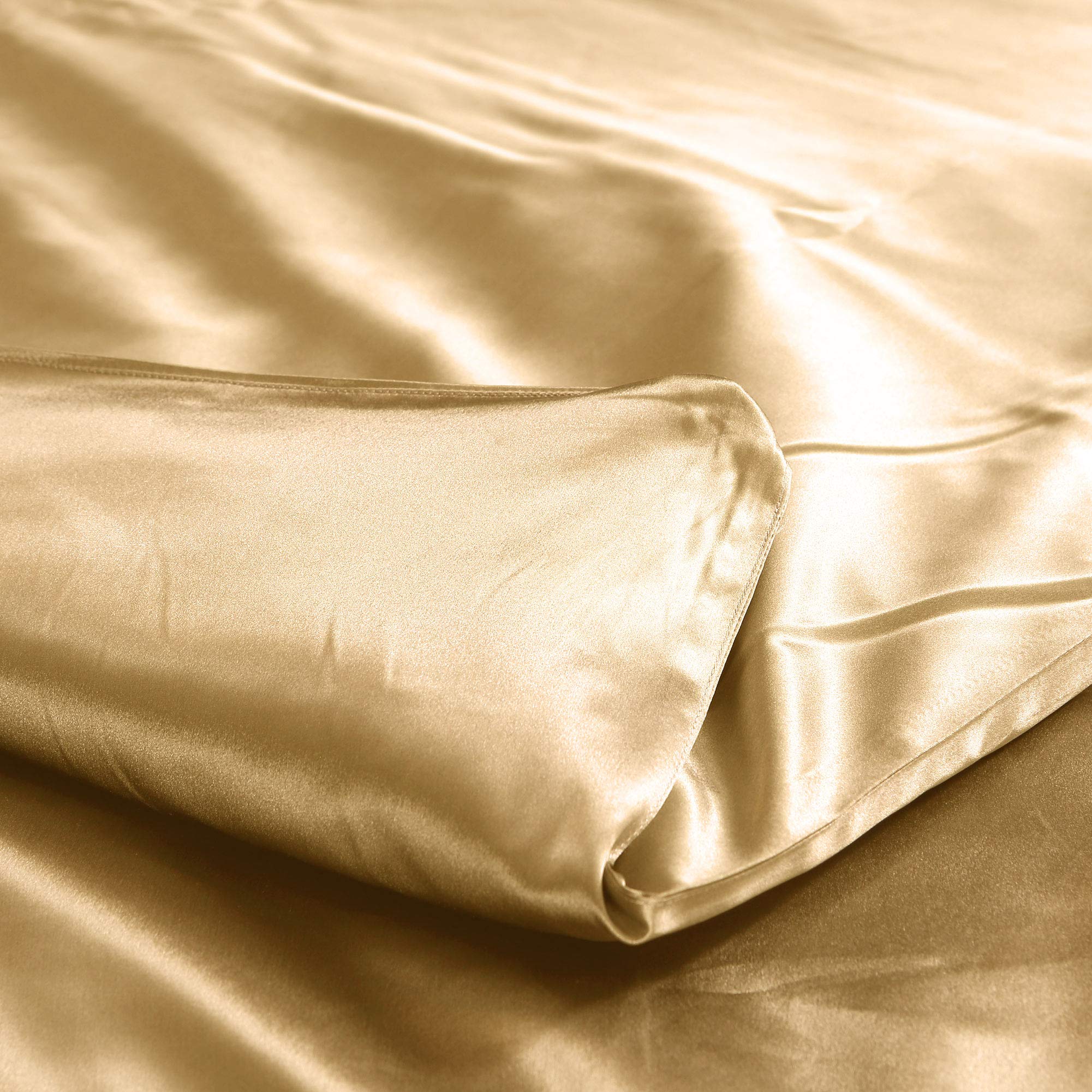 THXSILK Seide Bettbezug, Seide Tröster Cover, Seidenbettwäsche, 100% 19 Momme Bestnote Maulbeerseide Bettwäsche - Gold 135 x 200cm