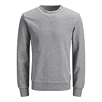 Jack & Jones Felpa da Uomo Jjjeans Sweat O-Neck, Chiaro Grigio Melange