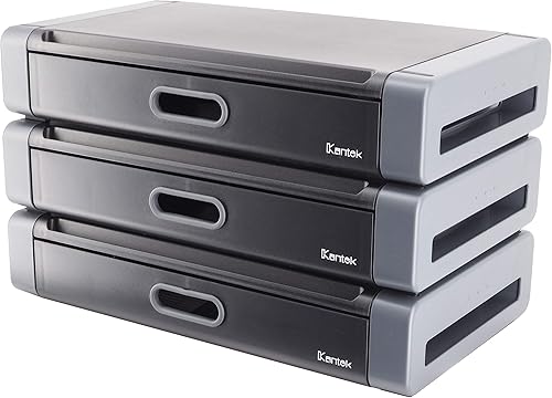 Miniatura 2 de Kantek Elevador de monitor con cajón y ranura para teléfono inteligentetableta, 19 pulgadas de ancho x 11 pulgadas de profundidad x 4 pulgadas de