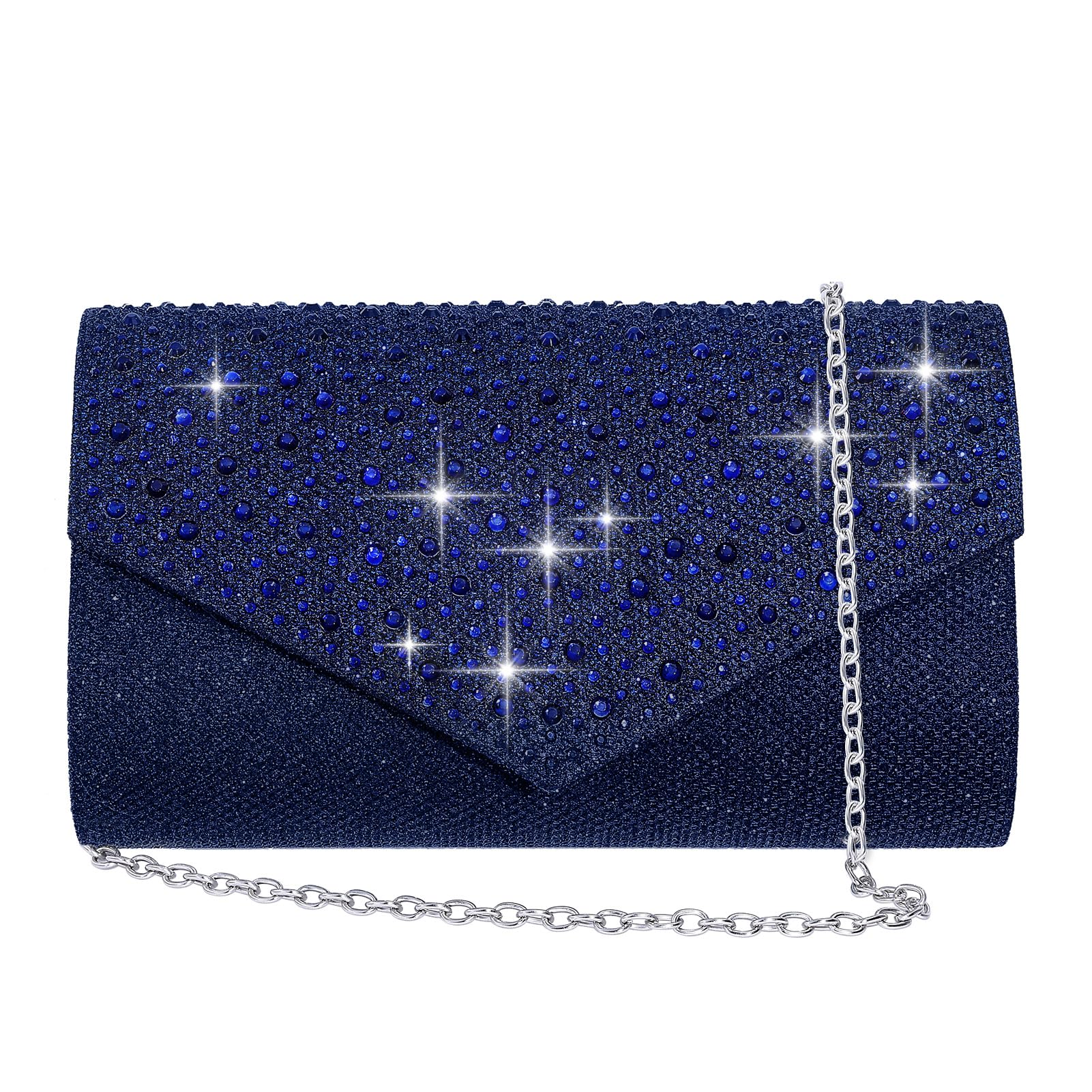 CurvChic Clutch Bags for Women Rhinestone Evening Bags Crossbody Envelope Handbags for Wedding Cocktail Prom Party