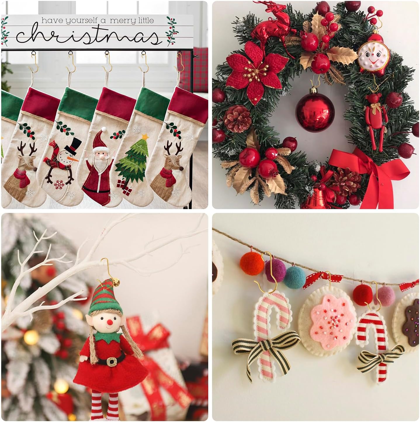 Ornament Hooks, 100 Pack Ornament Hangers, Gold Christmas Ornament Hooks, Ornament Hook for Christmas Trees, Christmas Hook for Ornaments, Christmas Tree Hooks Ornaments for Christmas Tree Decorations
