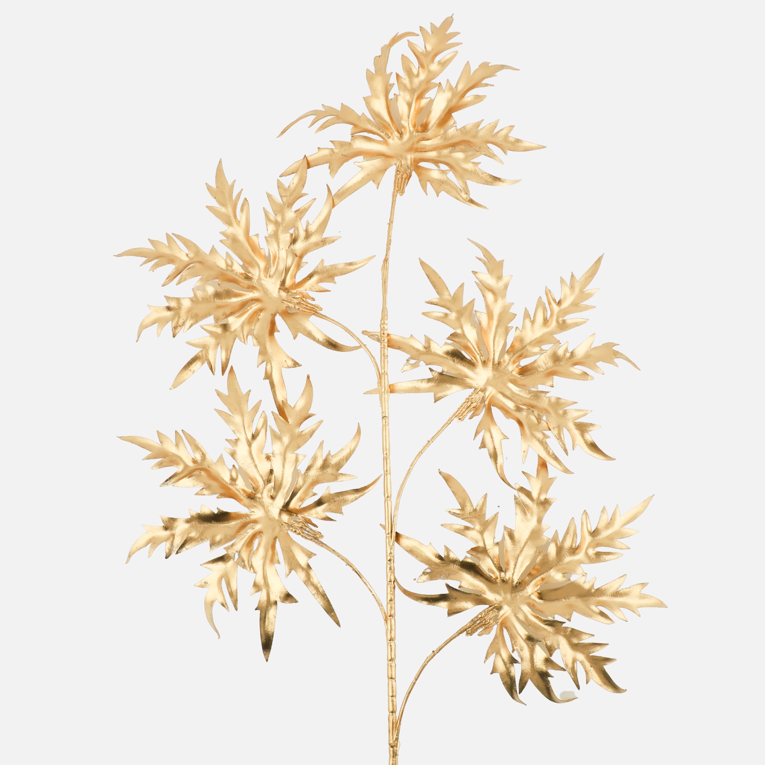 Golden bird 2 Pcs Artificial Flower with Golden Leaf Fake Flowers Sticks Bunch Decorative Items for Wedding Party Decoration Home, Living Room Table Decoration Plants (without Vase Pot)