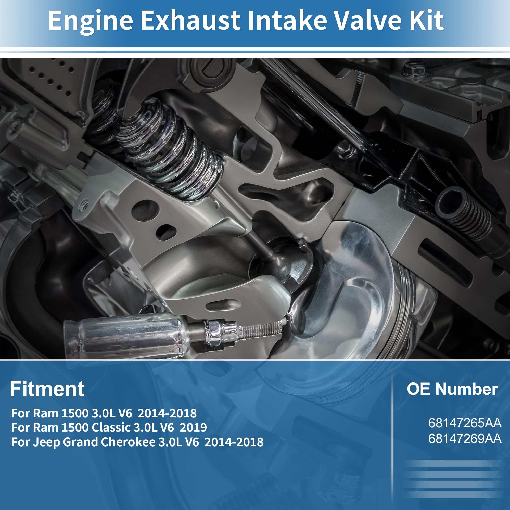 1 Set Kit Valvole Di Aspirazione E Scarico Motore 68147265AA Per Ram 1500 3.0L V6 2014-2018 Per Ram 1500 Classic 3.0L V6 2019