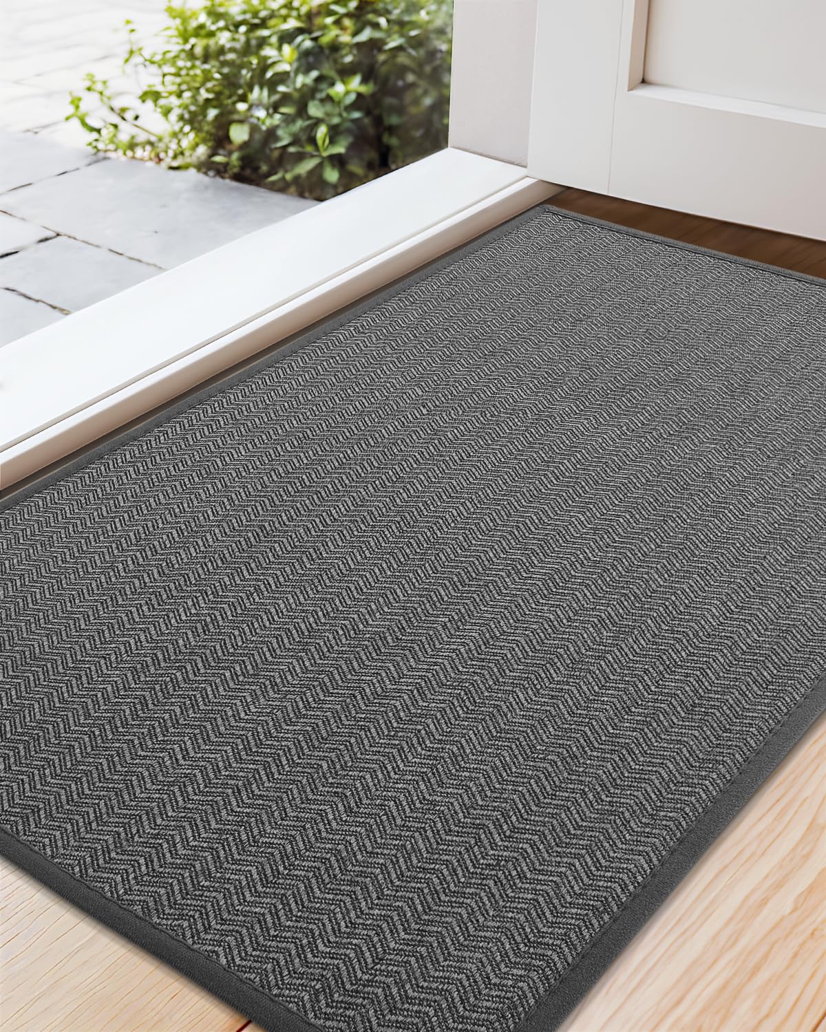 Color&Geometry Felpudo Entrada Casa 43.5 x 75 cm, Alfombra Entrada Casa Interior/Exterior Lavable Antideslizante, Tapete Entrada Absorbente Resistente a Las Manchas, Gris Oscuro