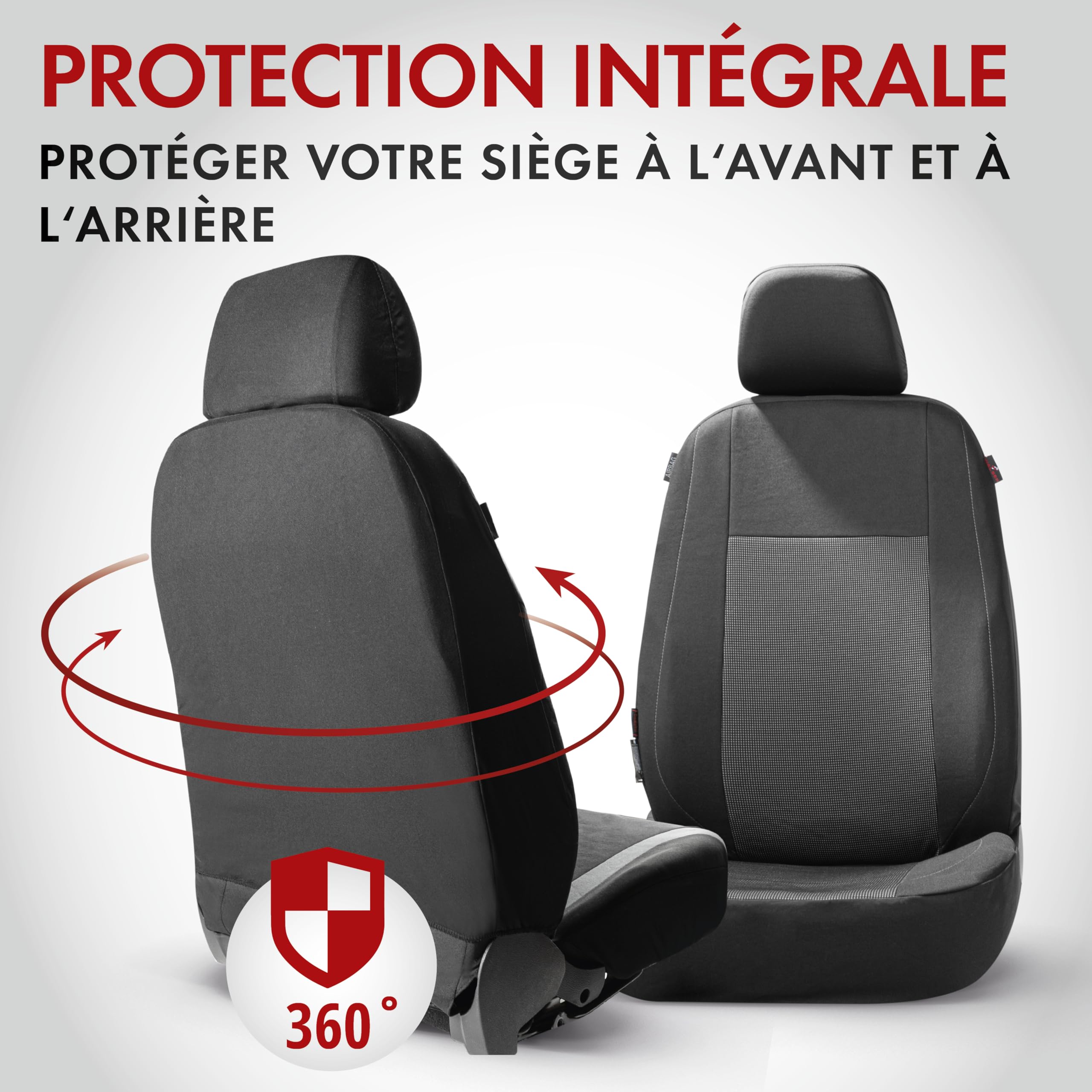 Walser Premium Housses de siège Ardwell avec système de Fermeture éclair, Zipp-IT Housses de Protection pour sièges Avant & arrière Noir/Gris 11869