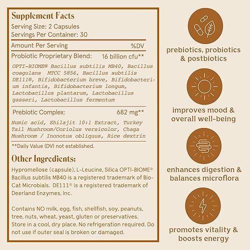 Miniatura 3 de Probióticos Feel Good SBO, organismos a base de suelo (SBO), prebióticos, postbióticos, ácido húmico, shilajit, chaga y hongo de cola de pavo para