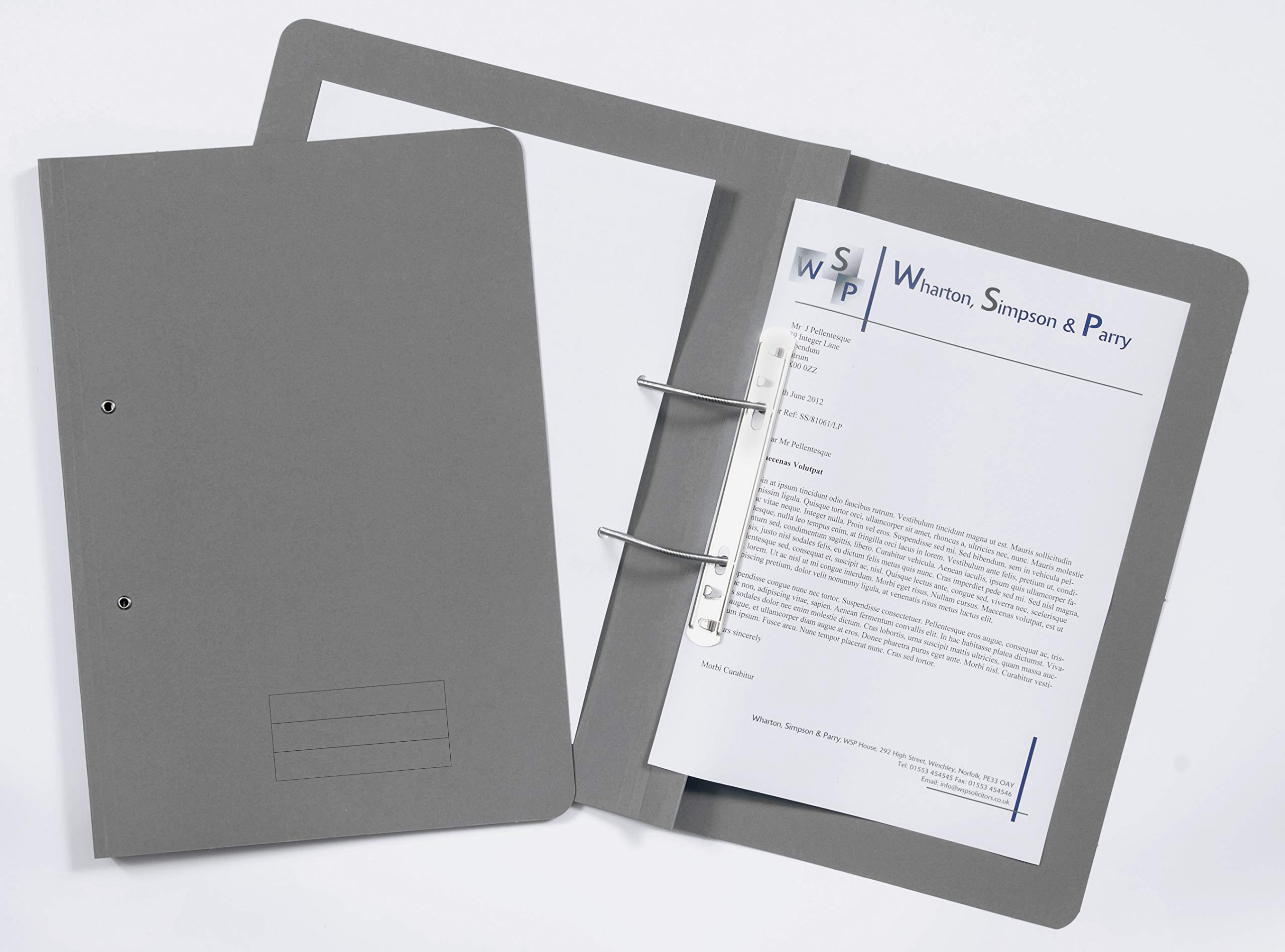 Exacompta - Ref TFM50-GRYZ - Spiral Files for Punched Papers, A4 & Foolscap, 285gsm Medium Weight Premium Manilla, 350mm x 250mm, Metal Spring Mechanism - Grey, Pack of 50