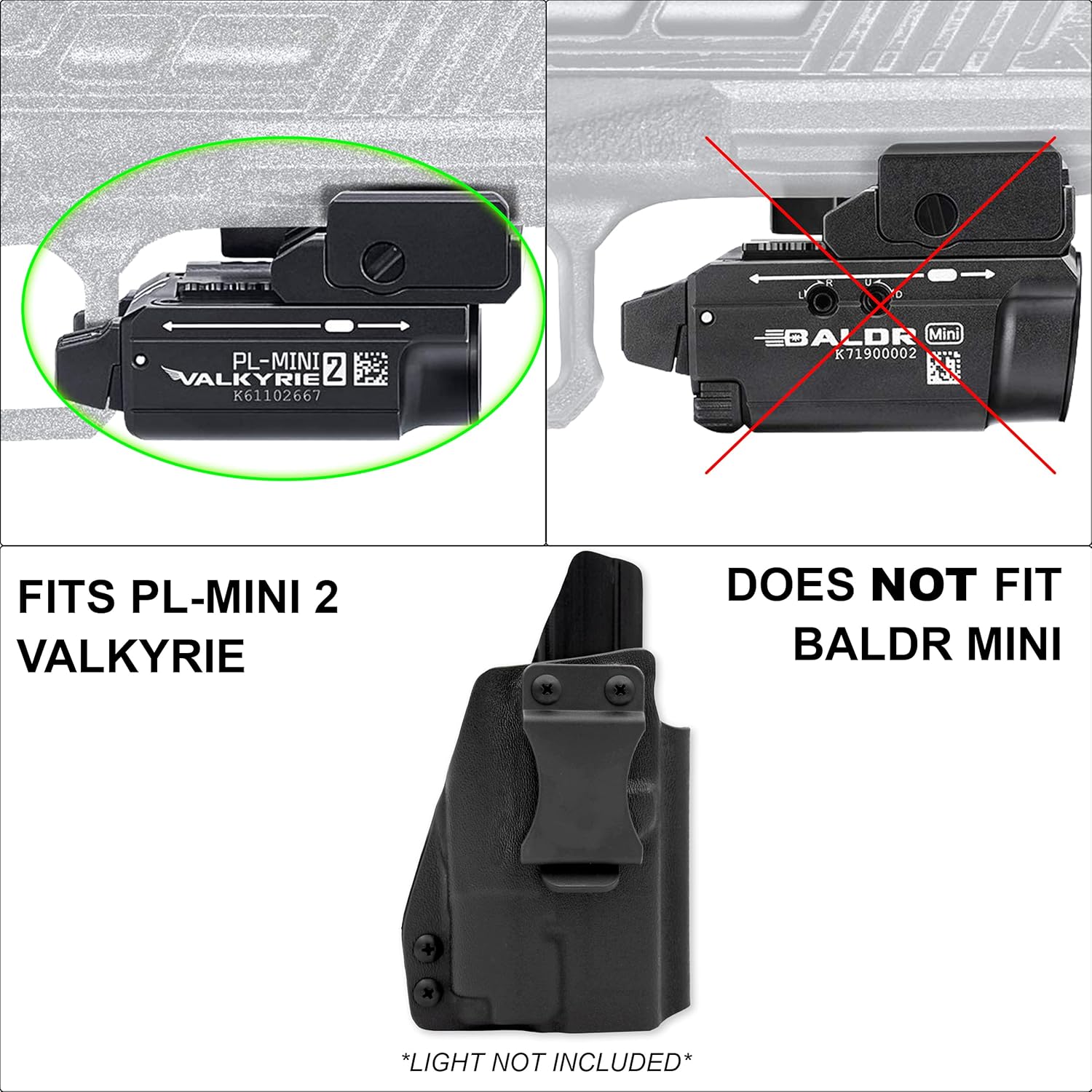 Kydex IWB Holster fits Taurus G2C & G3C w/Olight PL-Mini 2 Attached (G2, G2S, PT-111, PT-140) Right Hand | Inside Waistband for Concealed Carry | Adjustable Retention