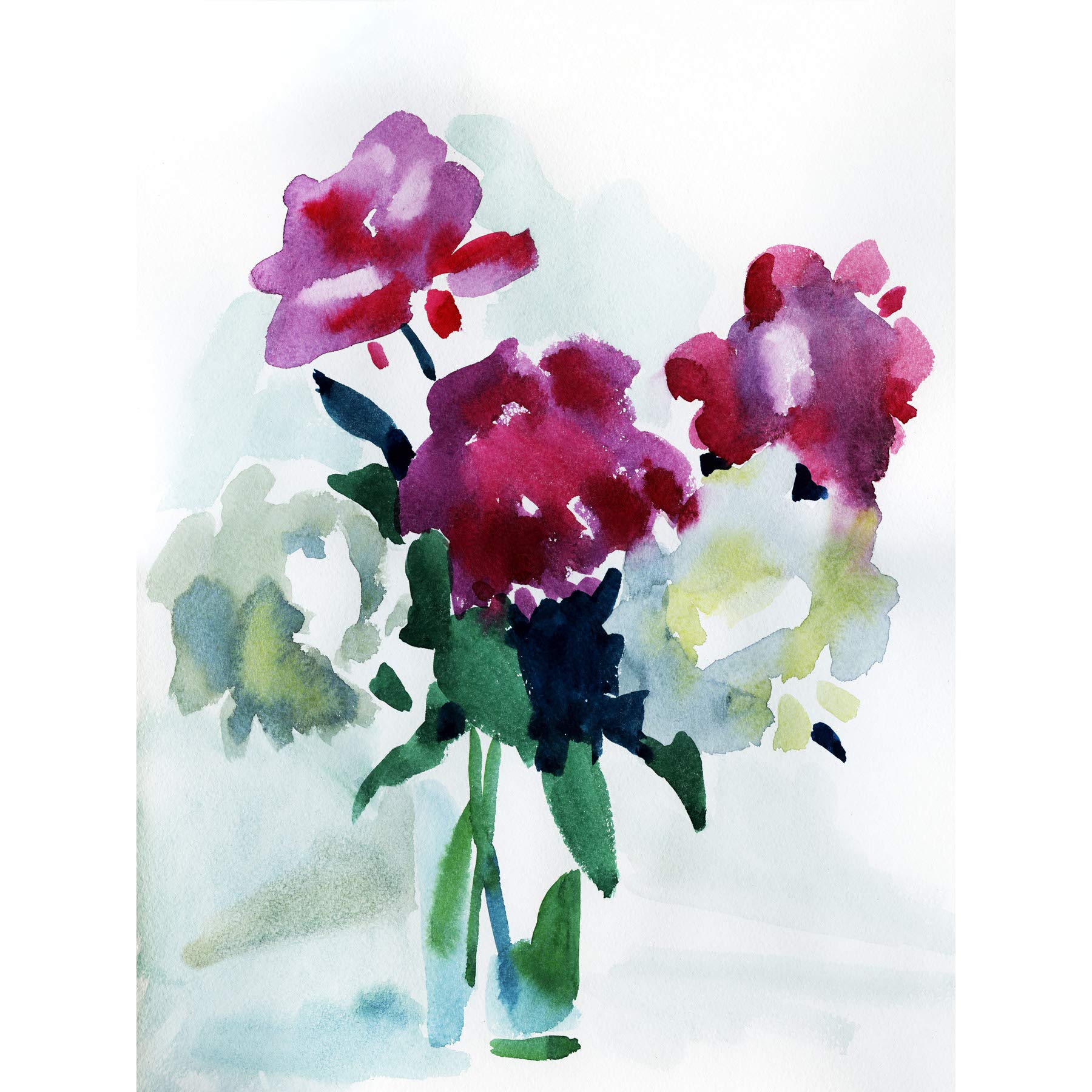 Wee Blue Coo Flower Watercolour Peonies Art Print Poster Wall Decor