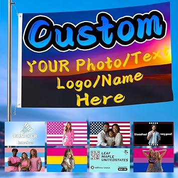 Custom Flag 2x3 FT Personalized Flags Banners with Photo Text Logo Customizable Single-sided Flag with Vivid Color and Double Stitched for Room Outdoor Garden