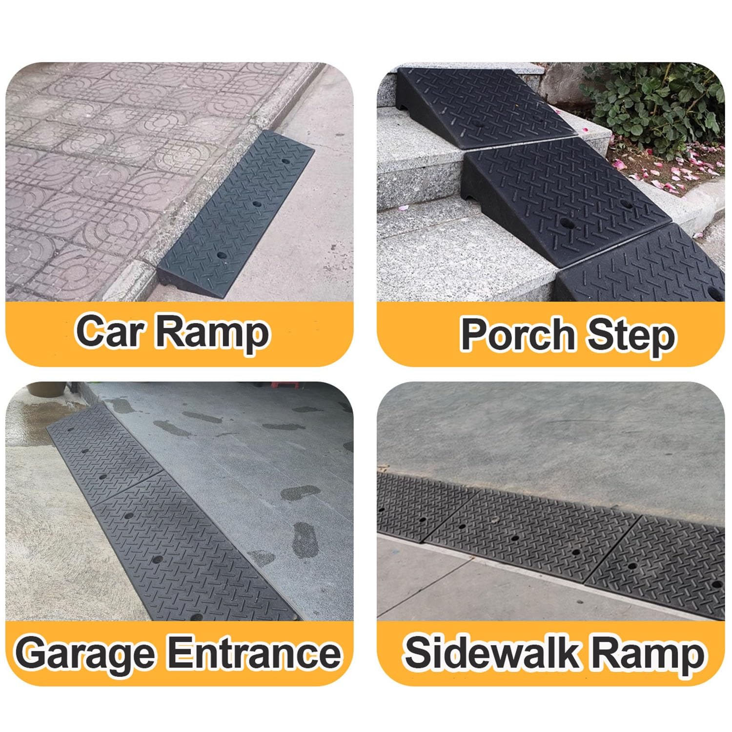 Rampa in Gomma per Cordoli da 4, 5, 6, 7, 8, 9 e 10 cm di Altezza,Capacità di Carico di 5500 Libbre,Rampa per Soglie per Auto e moto(Height 5cm)