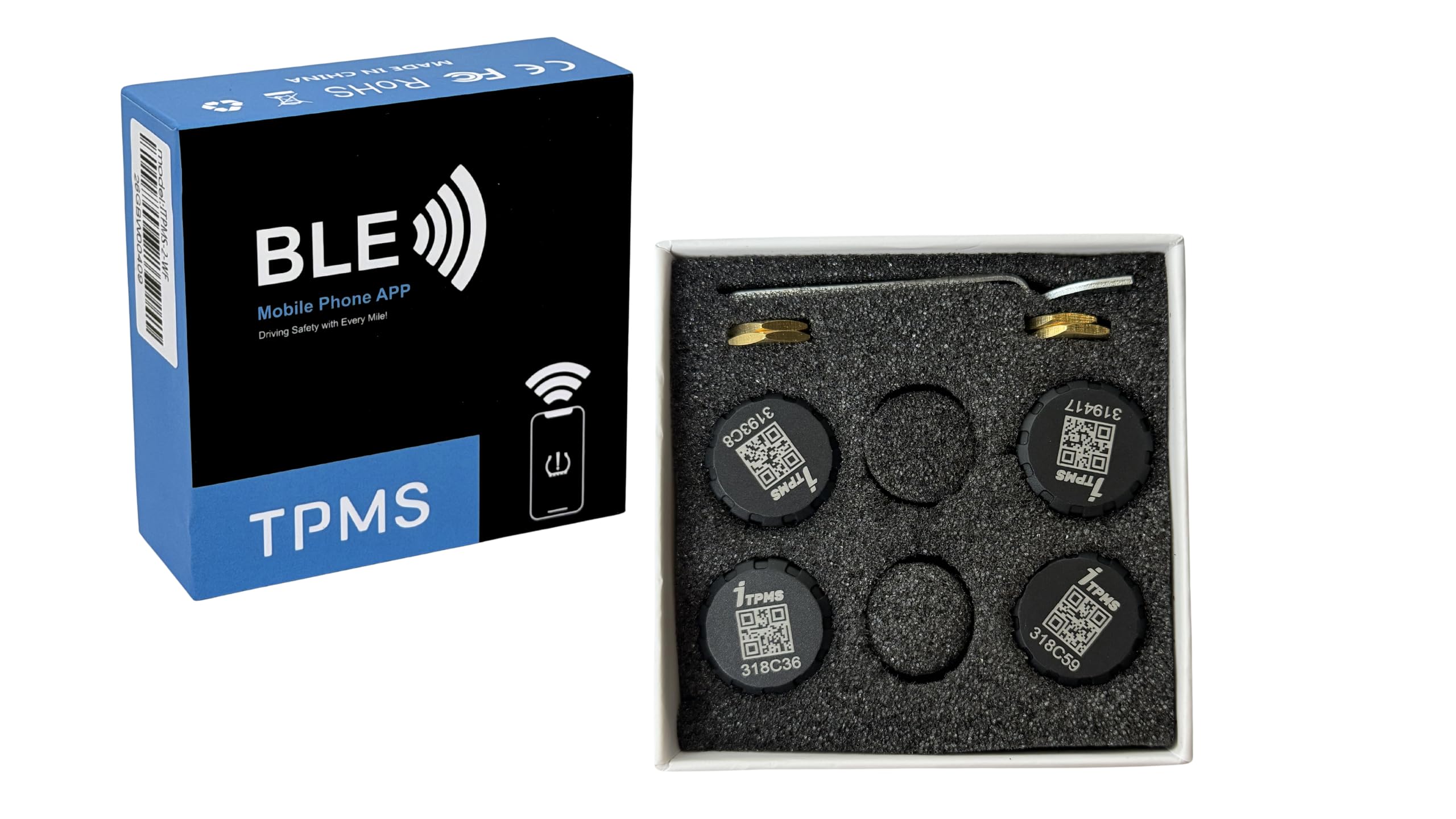 UNIWERSALNE 4 Czujniki TPMS do samochodu osobowego, SUV-a, auta 4x4, vana, pick-upa i kampera – bezprzewodowy monitoring ciśnienia i temperatury opon przez Bluetooth