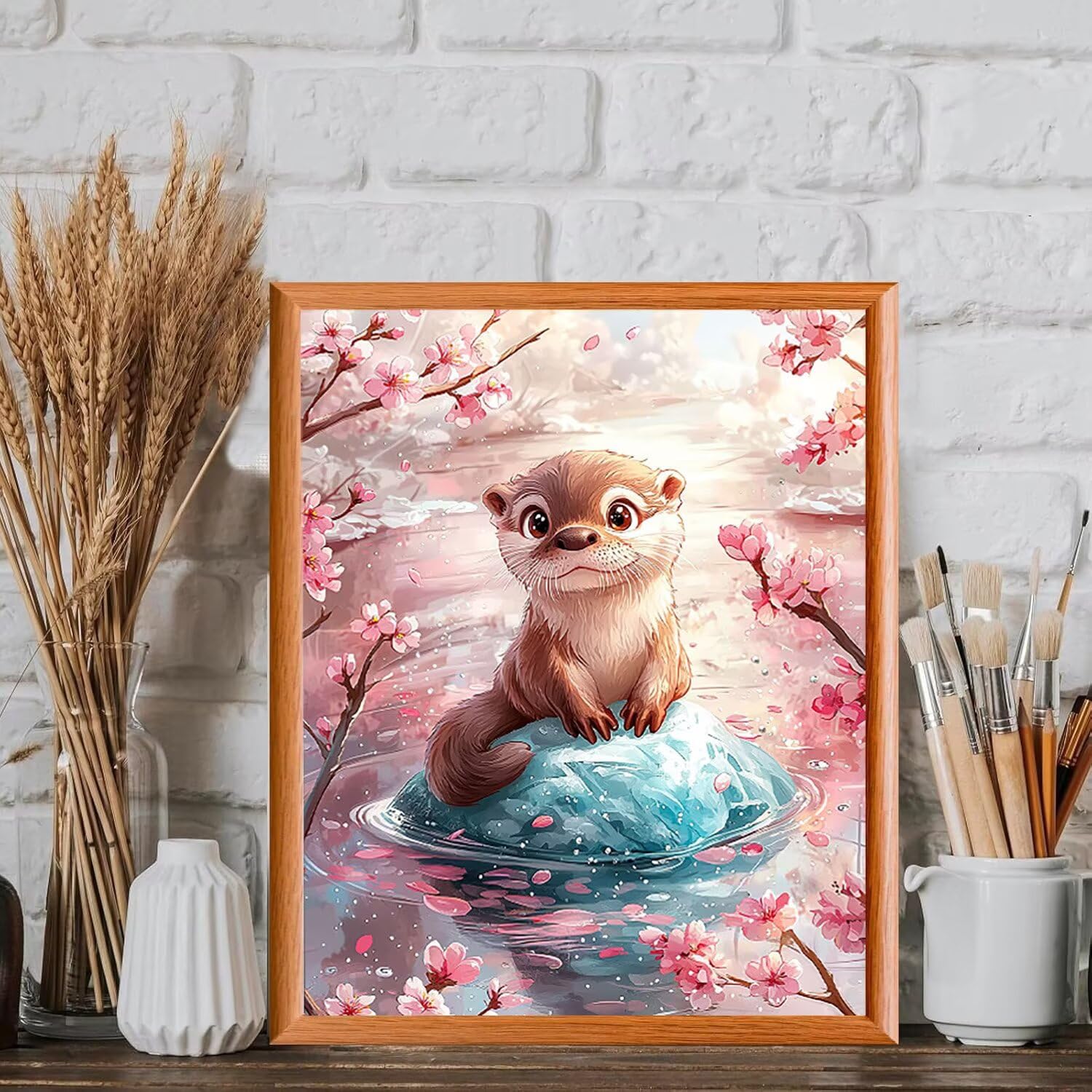 Ciliegio giapponese e lontra Dipingere con i Numeri, 70x90cm a-1075