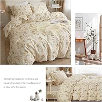 Vista 388 de 3 piezas de juego de funda de edredón tamaño individual XL, funda de edredón blanca con estampado floral azul, ropa de cama coquette de algodón