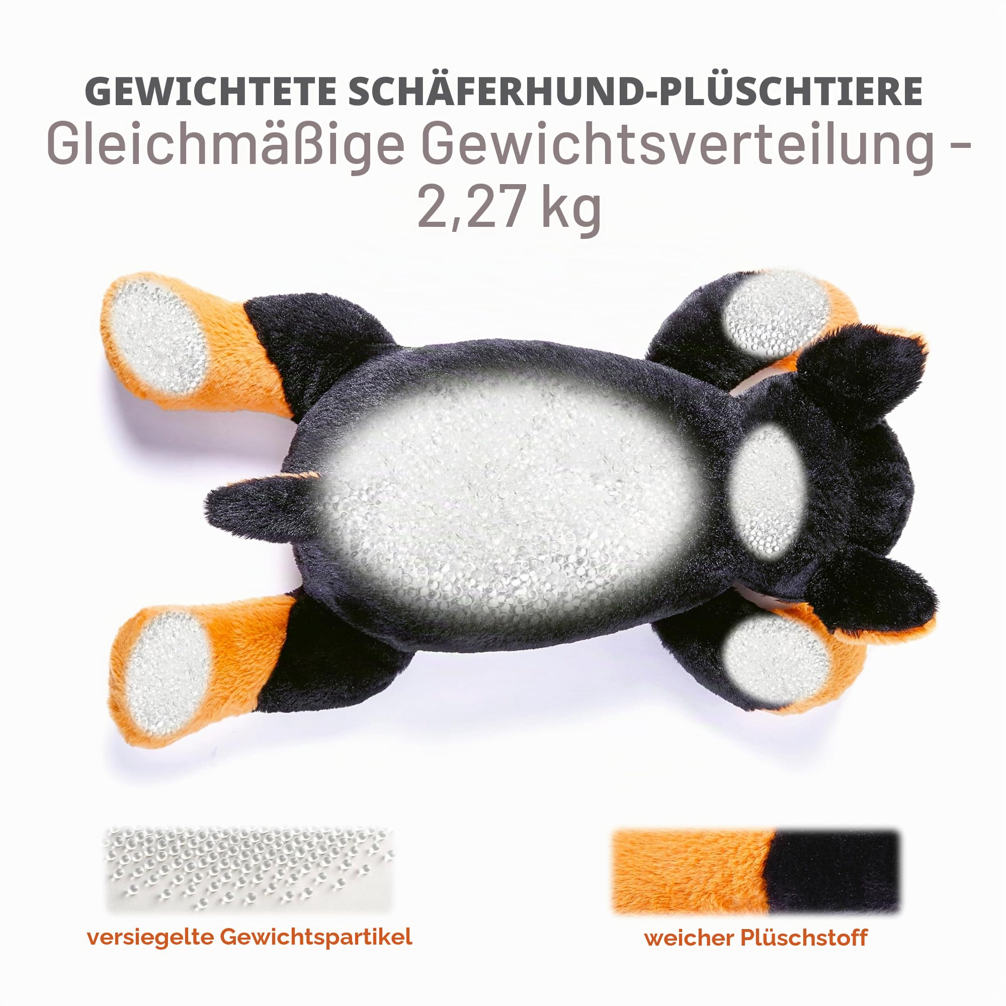 IKASA 2.27kg Gewichtetes Kuscheltier Deutscher Schäferhund,67cm Gewichtskuscheltiere Stofftier Plüschtier für Erwachsene