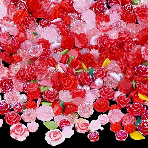 400 Pieces Camellia Flower Nail Charms for Acrylic Nails 3D