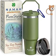 Namah™ 890 ML Stainless Steel Insulated Tumbler – Leak-Proof Travel Mug with Lid, Straw & Handle for Hot & Cold Drinks | Gym, Office & Car Use(Forest Olive Green)