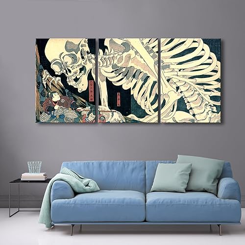 Vista 28 de Wieco Art Great Wave of Kanagawa Katsushika Hokusai 3 piezas modernas sobre lienzo estirado impresiones sobre lienzo, arte de pared para decoración