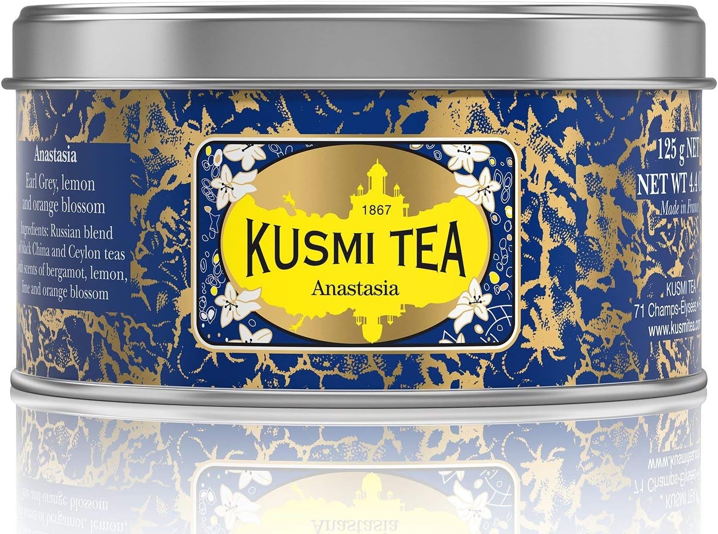 Kusmi Tea - Anastasia - Russian Blend Black Tea with Combination of Bergamot, Lemon, Lime & Orange Blossom Essential Oils (4.4 Ounce (Pack of 1))