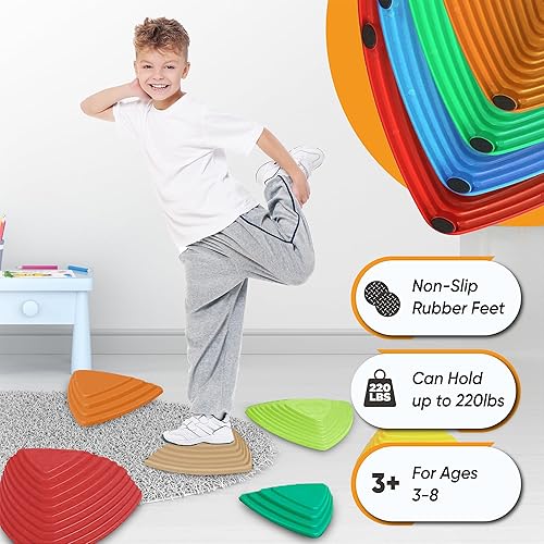 Miniatura 6 de Shape28 Stepping Stones para niños, ideal para el equilibrio, el ejercicio y la coordinación, equipo de juego para interiores y exteriores para niños