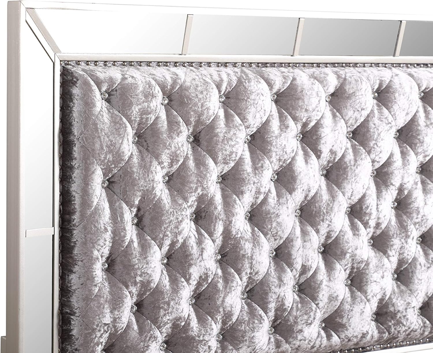 Glory Furniture Hollywood Hills Queen, Silver Champagne Bed Room Furniture, 64" H x 65" W x 92" D,