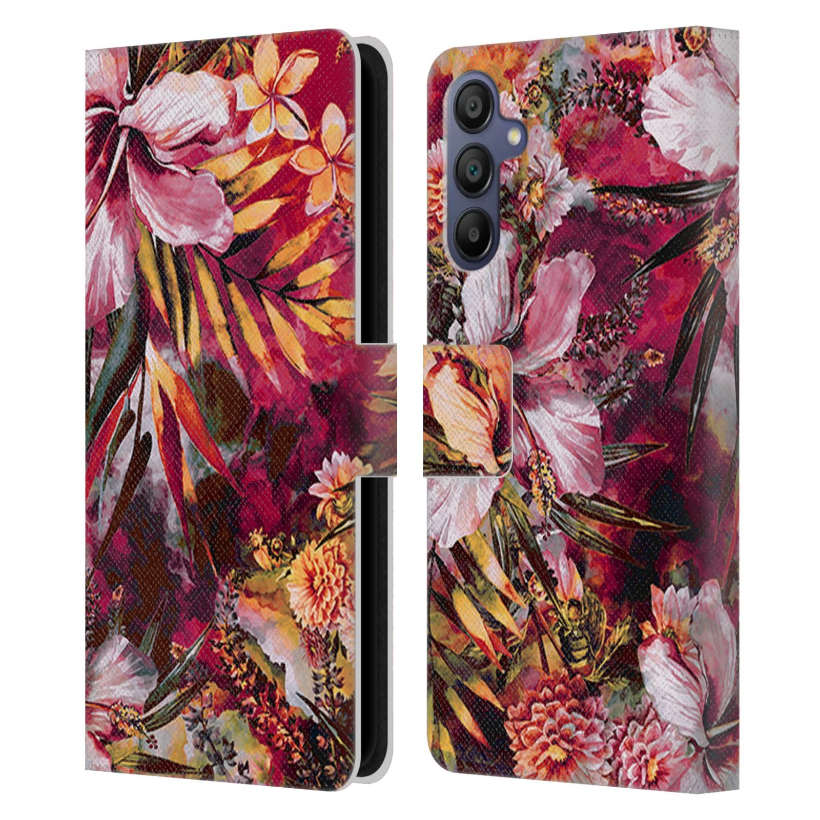 Funda Libro Samsung Galaxy A15 con Tarjetero y Soporte Integrado de Cuero Floral 7