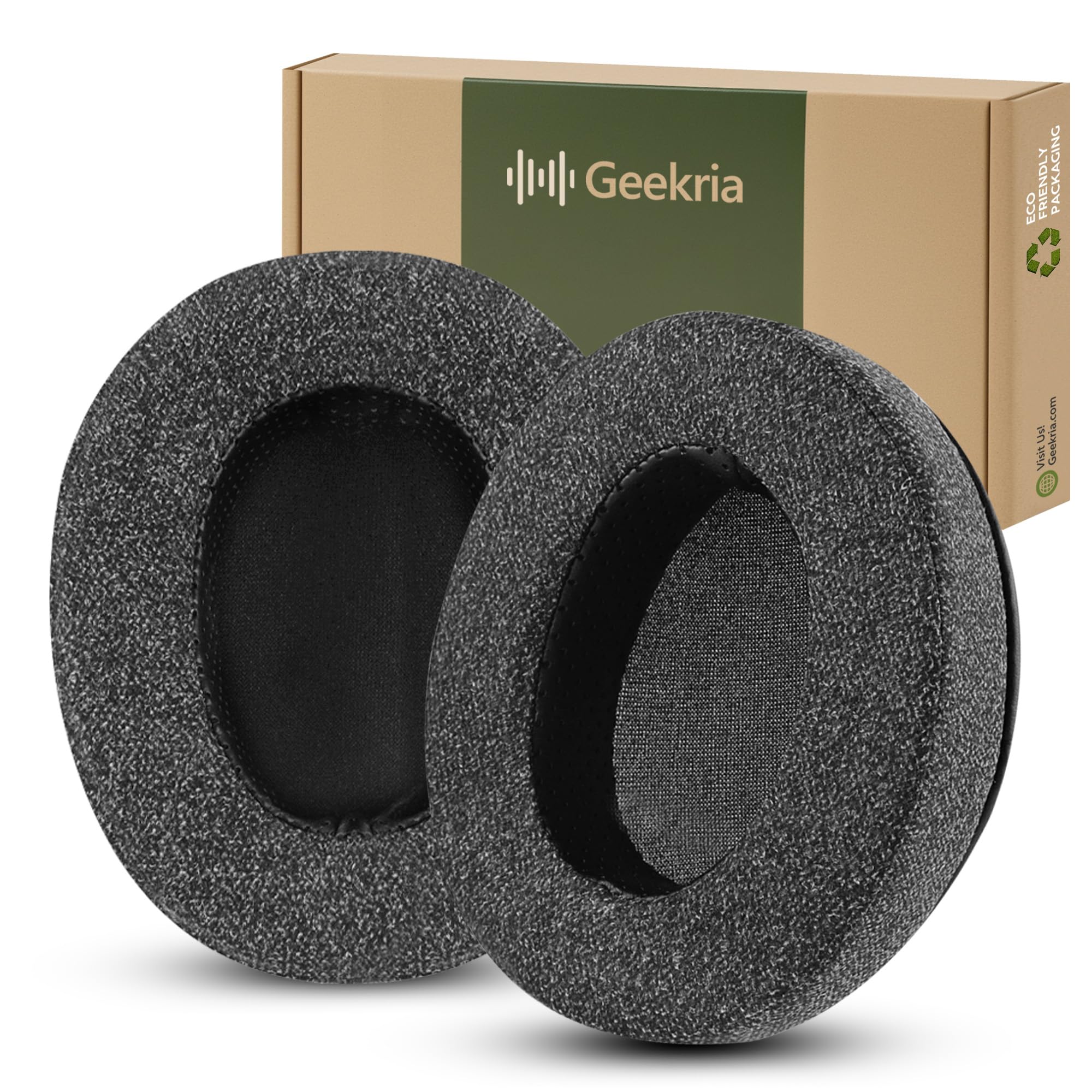 Geekria Komfortowe lniane wymienne poduszki nauszne do Audio-Technica ATH-M50XBT, M50xBT2, M50X, M40X, M30X, M20X, M10X, słuchawek ATH-ANC9, części naprawcze z przewodnikiem wideo (Ciemnoszary)
