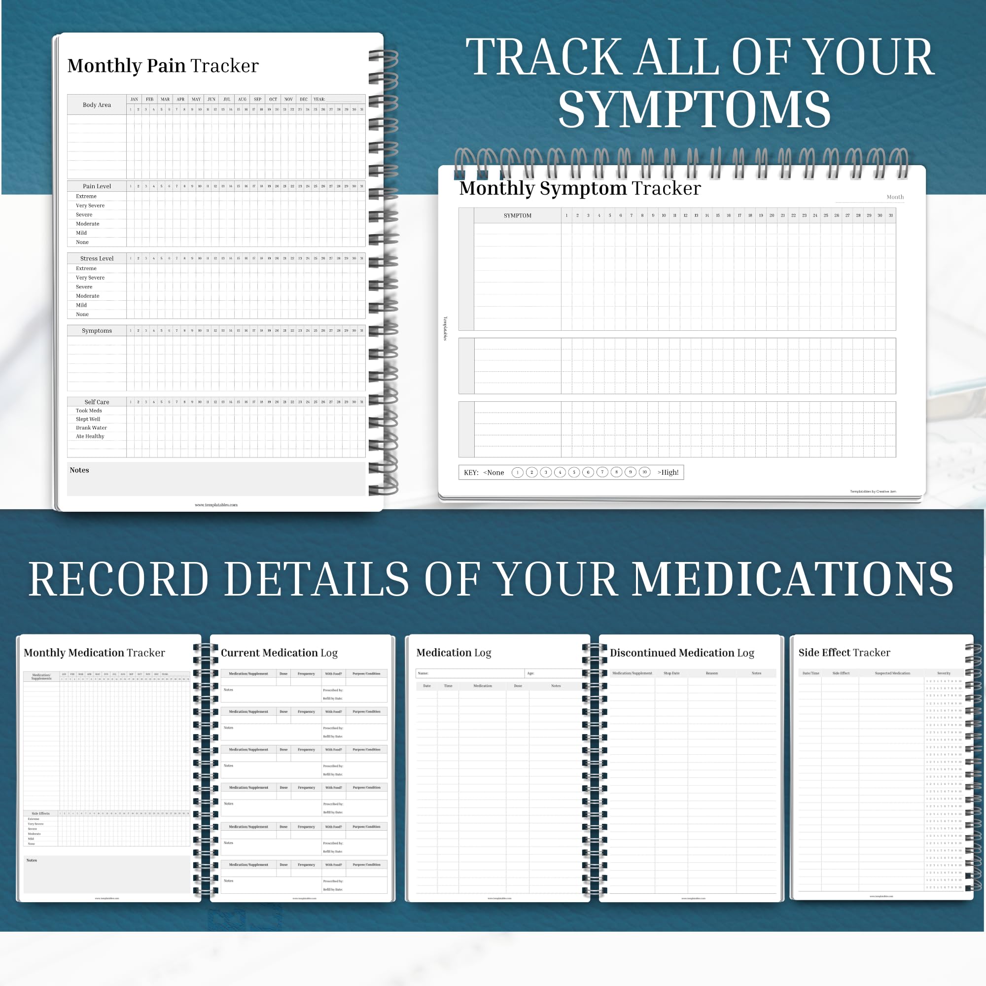 Comprehensive Medical Planner Logbook, Teal, A5 - Image 4