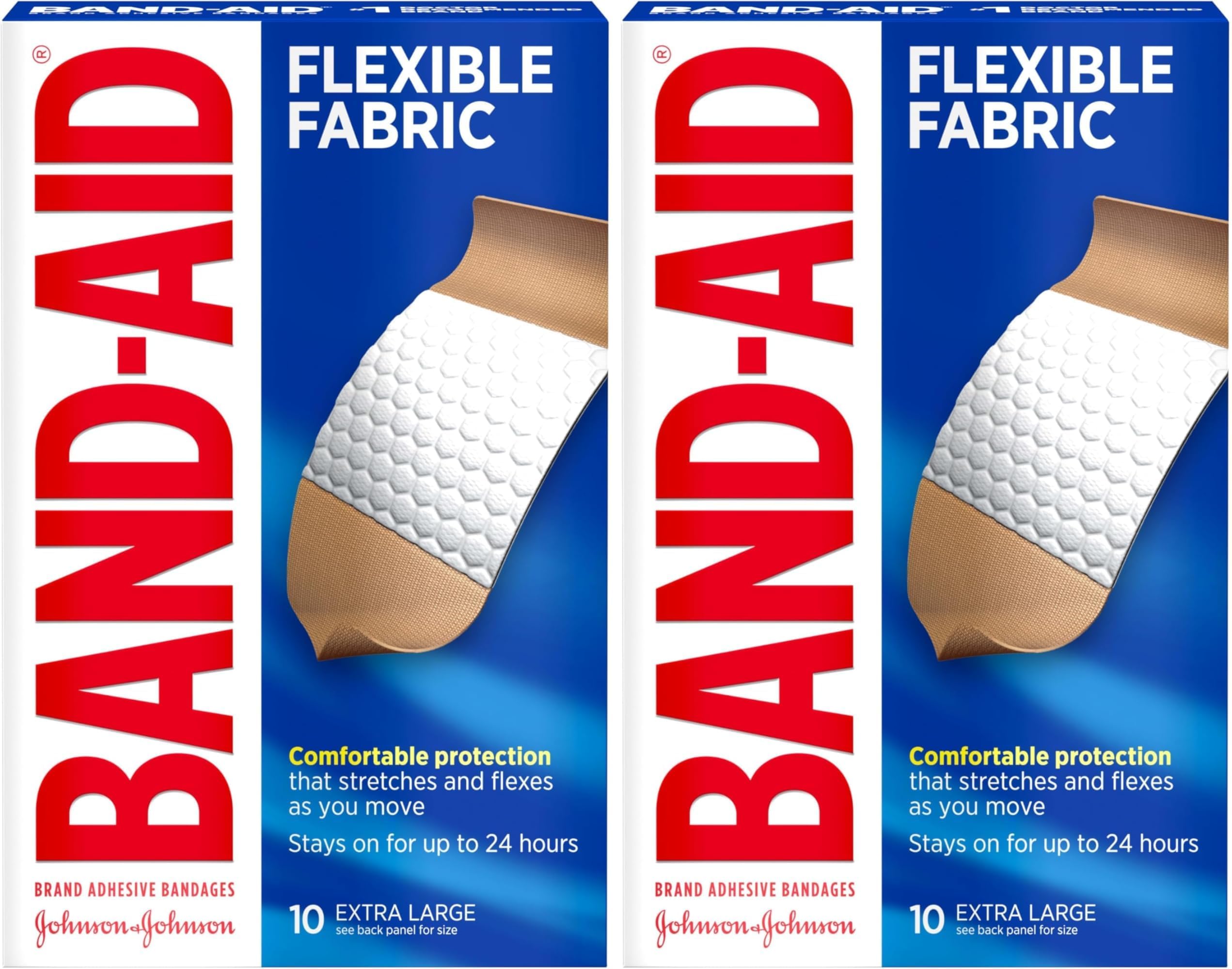 BAND-AID Brand Sterile Flexible Fabric Adhesive Bandages Extra Large 10 Count | Comfortable Flexible Protection for Minor Wounds - main product image
