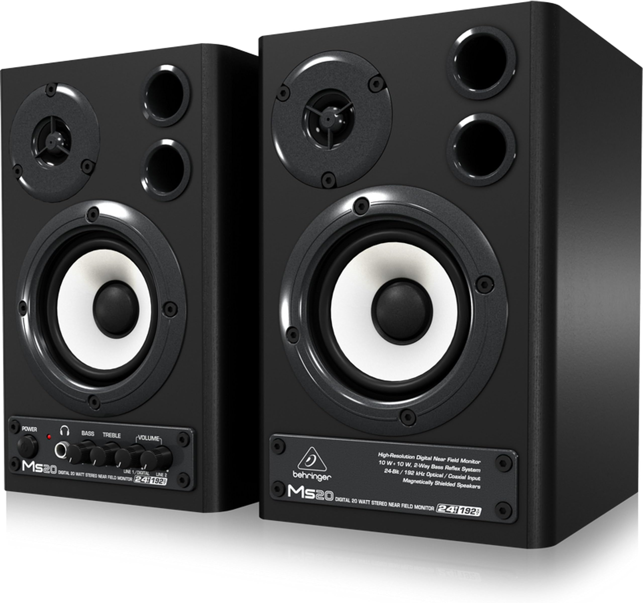 Behringer MS20 24-Bit/192 kHz Digital 20-Watt Stereo Near Field Studio Monitor Speakers, Black
