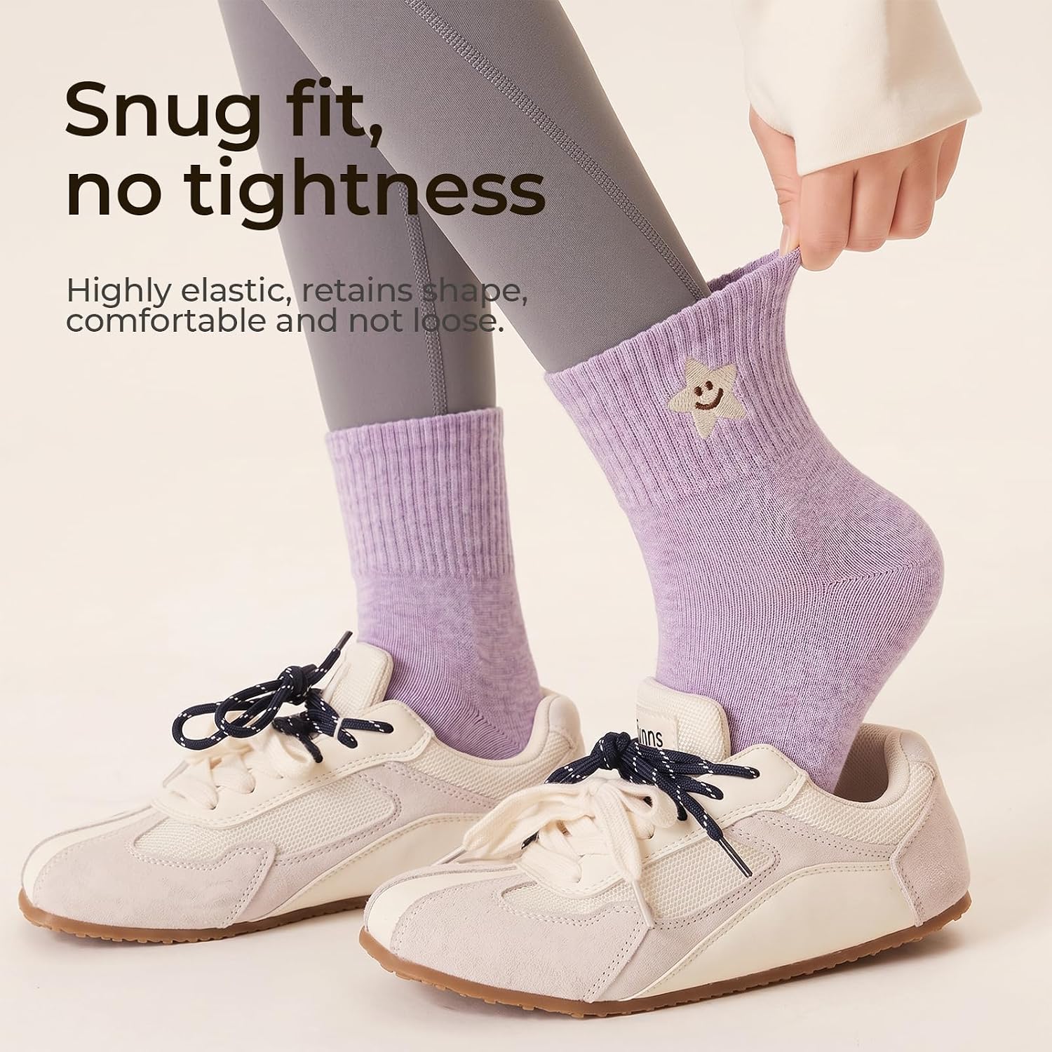 6 Pairs Women Cute Colorful Embroidered Cotton Casual Quarter Socks with Smile Face Valentine Heart Star Pattern