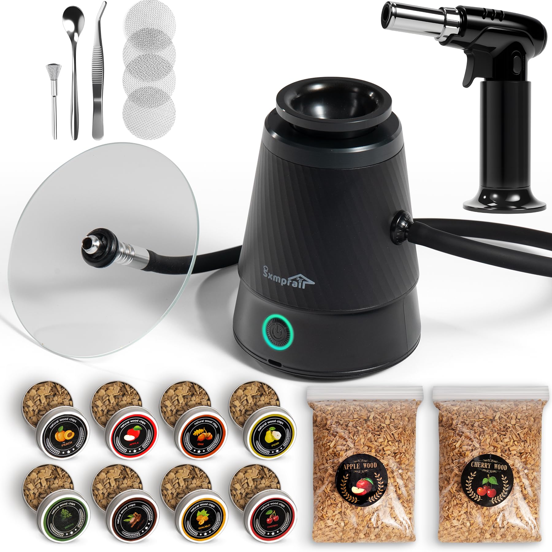 Rechargeable Patented Cold Smoking Gun – 0 Oil Smoke Contact & Prevents Tar Clogging, Type-C/Battery, Handheld Smoke Infuser for Cocktails Meat Cheese & Weed, Ideal Gift for Men (Butane not included)