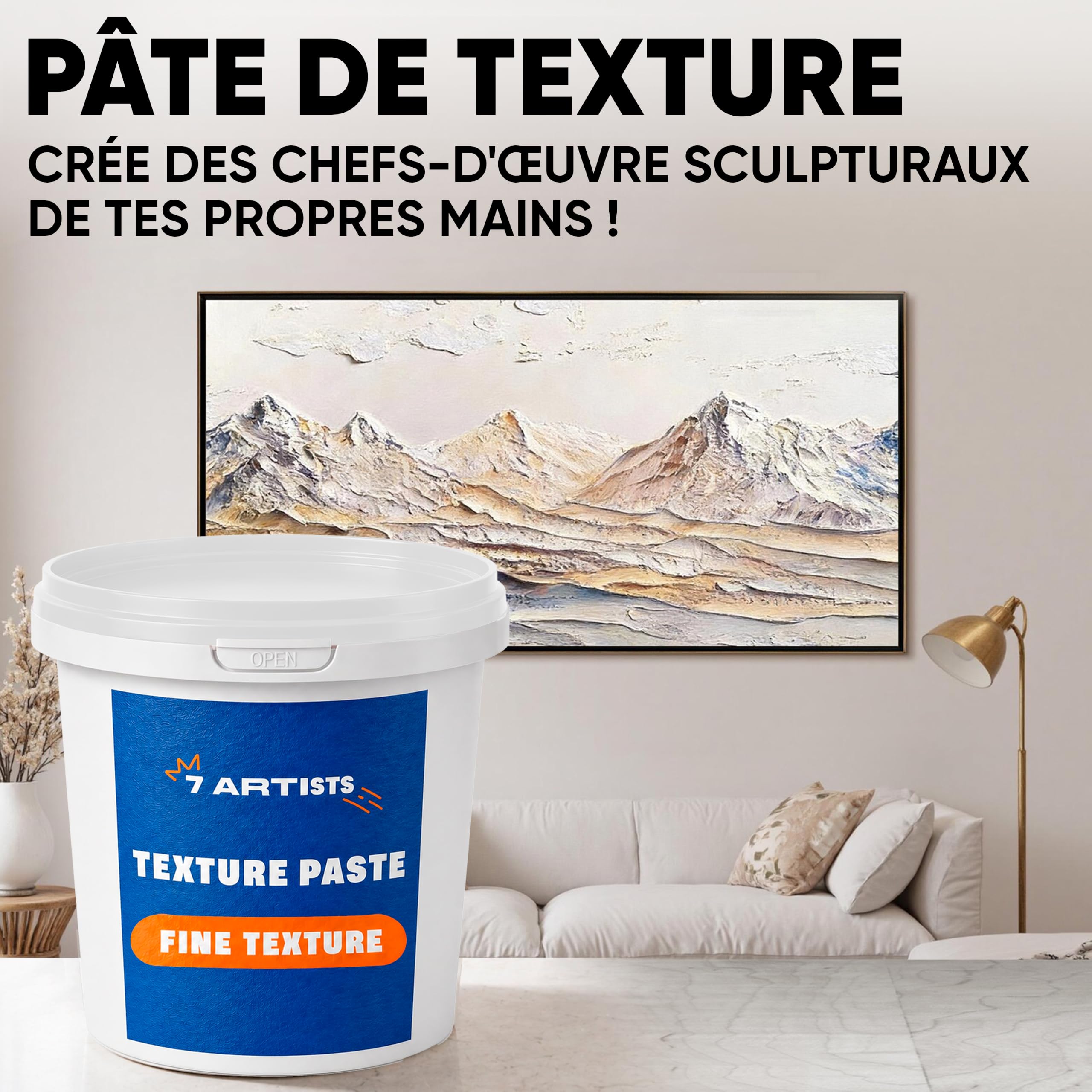 Texture Paste Acrylique 500 ml Fine – Modeling Paste Acrylique Blanc pour Toile | Pate Structure pour Peinture et Tableaux Texturés