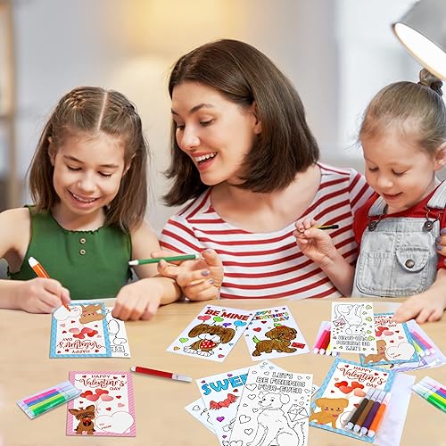Miniatura 3 de Malhaii Tarjetas de San Valentín para niños paquete de 30 tarjetas para colorear bolígrafo colorido animales para niños tarjetas de San Valentín