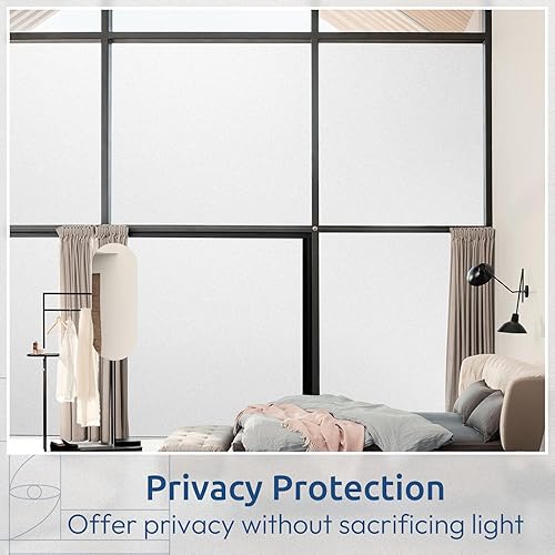 Miniatura 2 de rabbitgoo - Película opaca de privacidad para ventana, cubierta esmerilada extraíble con adhesión estática sin pegamento, control de calor para