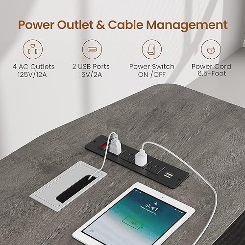 Miniatura 7 de SEDETA Escritorio ejecutivo de 71 pulgadas con archivador, escritorio de oficina grande con cajones y estantes, escritorio para computadora en forma