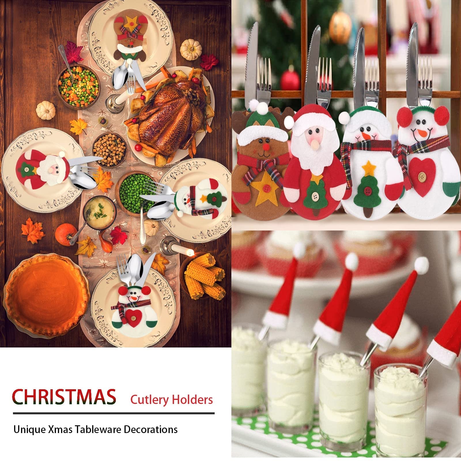 Amazon.co.jp: クリスマスカトラリーホルダーカトラリーセット8PCS