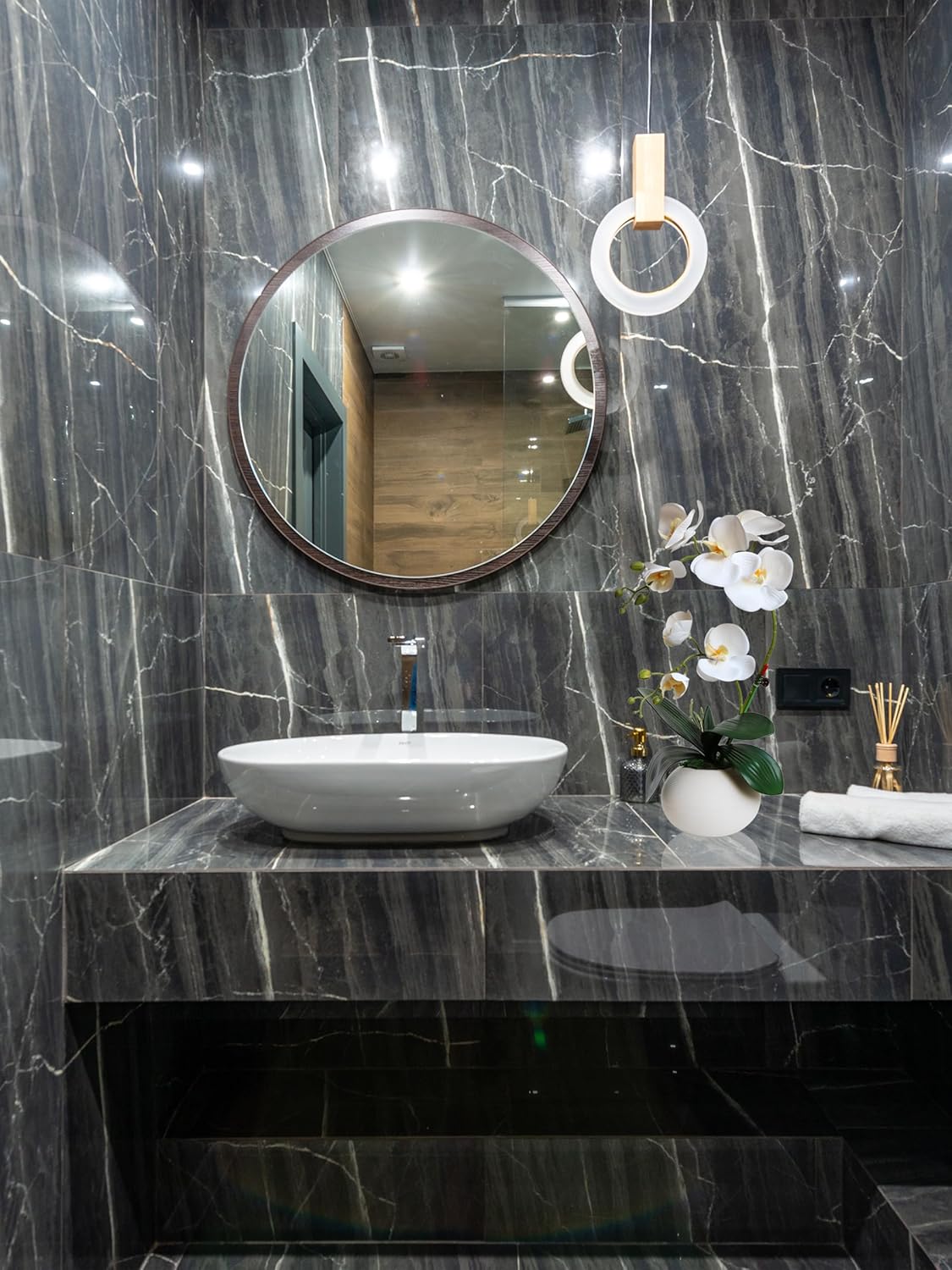 Forlaoers Tall 17" White Real Touch Orchid Artificial Flowers with Vase Fake Orchids Silk Floral for Home Decor Indoor Bathroom Decoration Potted Office Table Top Centerpieces Arrangements - Image 4