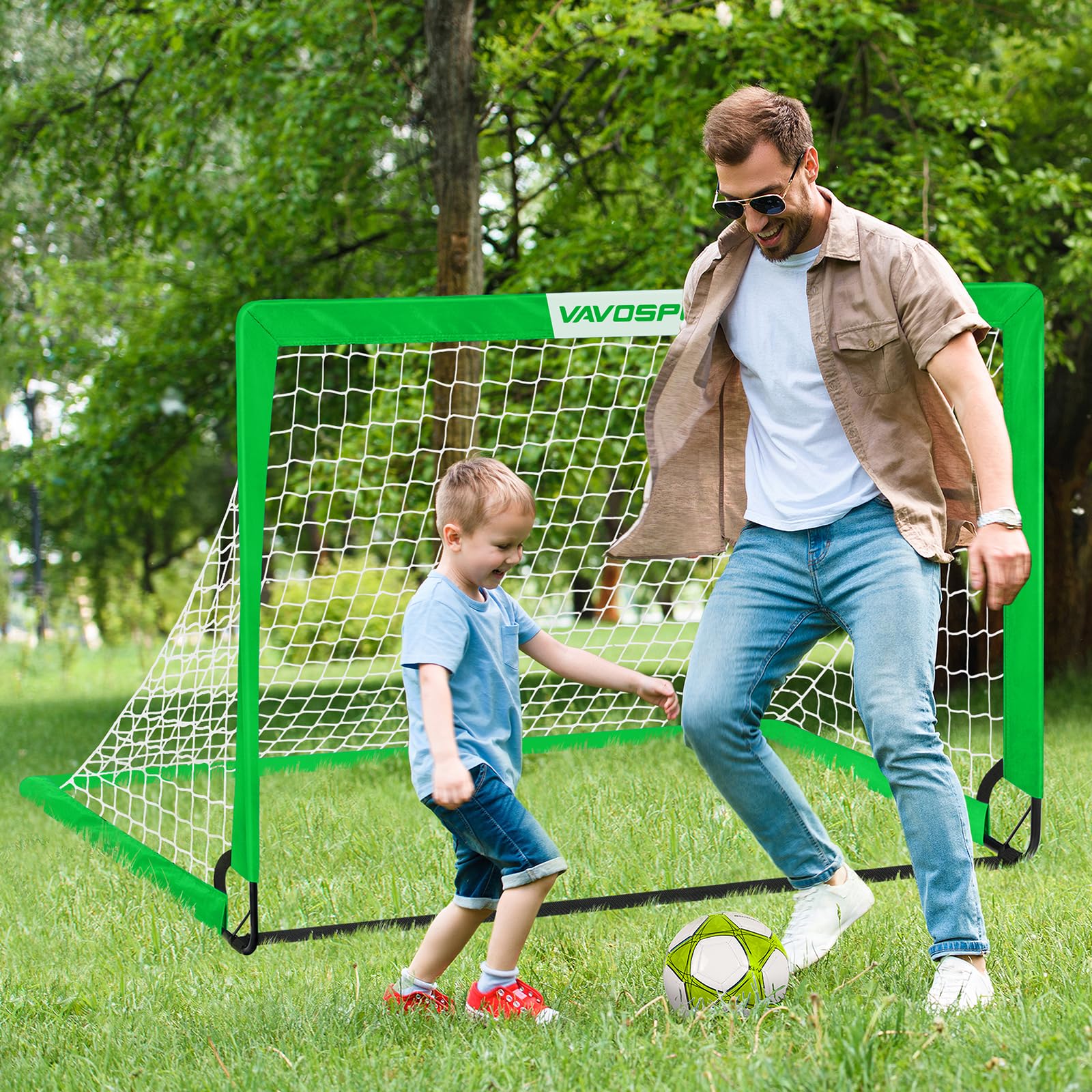 Soccer Goals for Backyard Set - 2 of 5' x 3.6' Portable Soccer Goal Training Equipment, Pop Up Soccer Net with Soccer Ball, Soccer Set for Games, Sports view 6