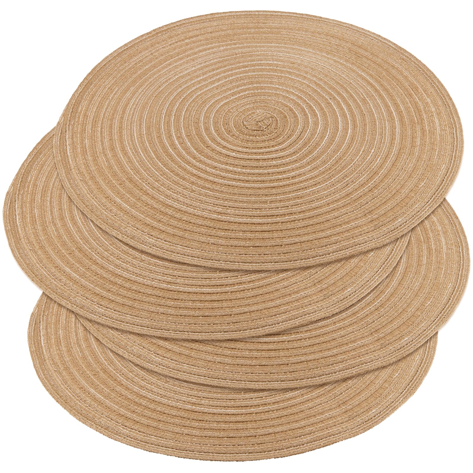 PUCSIQ 4 manteles individuales redondos de 36 cm de diámetro, manteles individuales de algodón, lavables, redondos, resistentes al calor, manteles individuales para cocinas, mesas de fiesta, bodas,